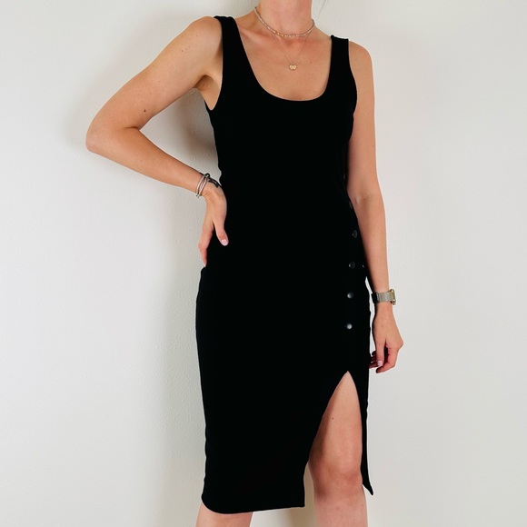 UO urban outfitters ribbed Addy Snap-Button Bodycon Midi Tank Dress - Picture 5 of 12